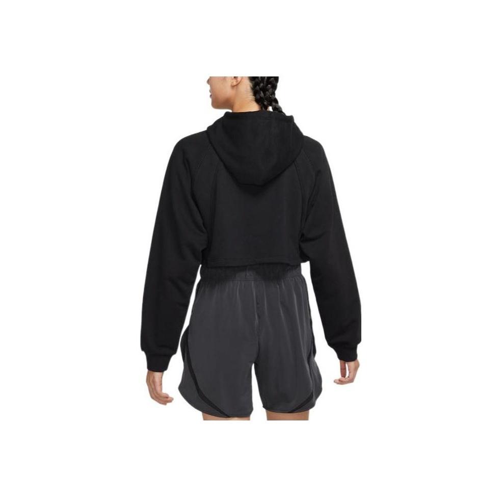 Jordan FW22 Logo Drawstring Hoodie Cropped Long Sleeve Sweatshirt Women Tops Black DQ4391-010