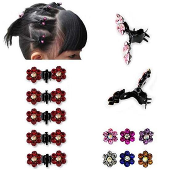 12 Pcs Bride Crystal Flower Mini Hair Claw Clamp Hair Clip Pin Hair Accessory