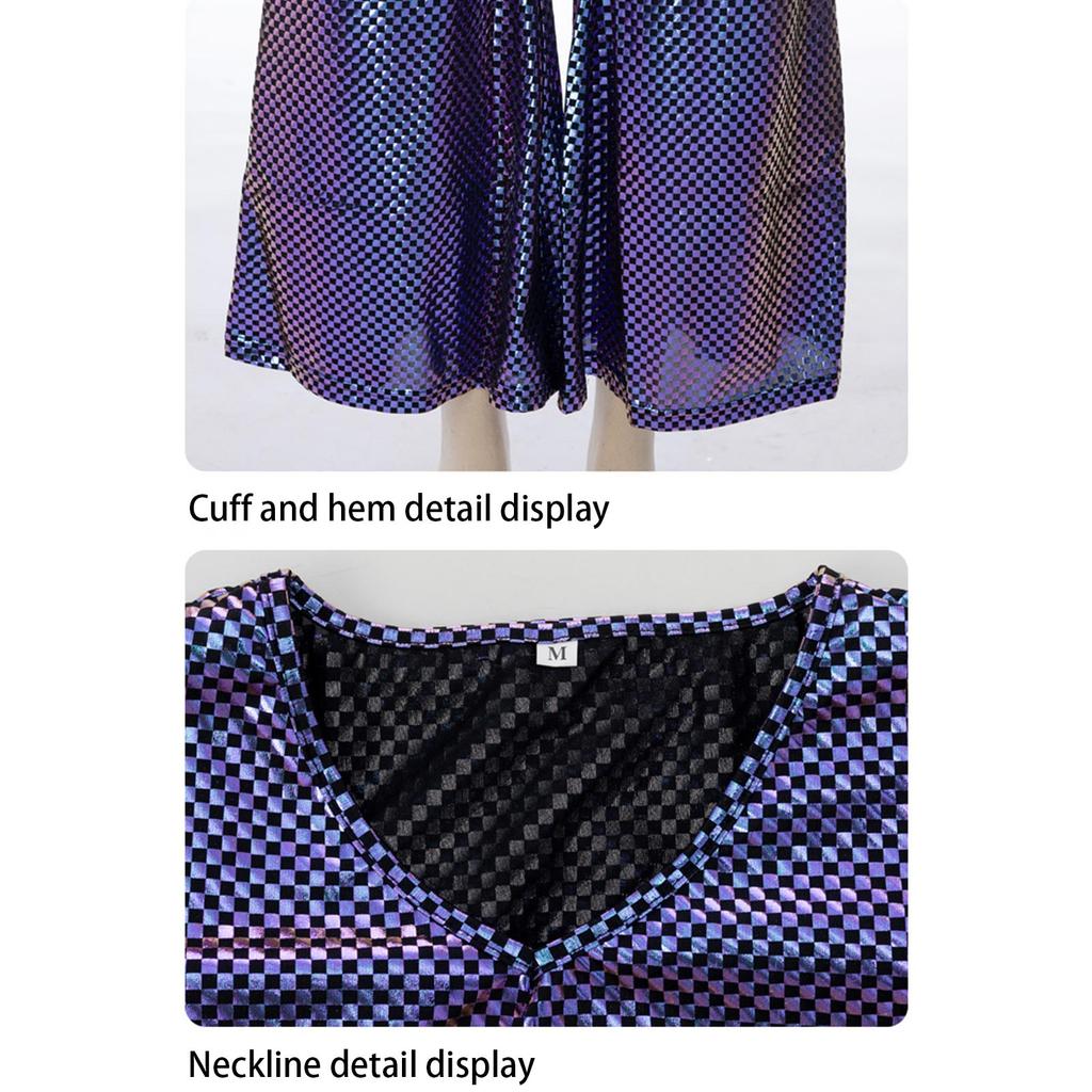 Costume Retro Anni '70 da Donna per Festa di Halloween Vestito Hippie Lucido