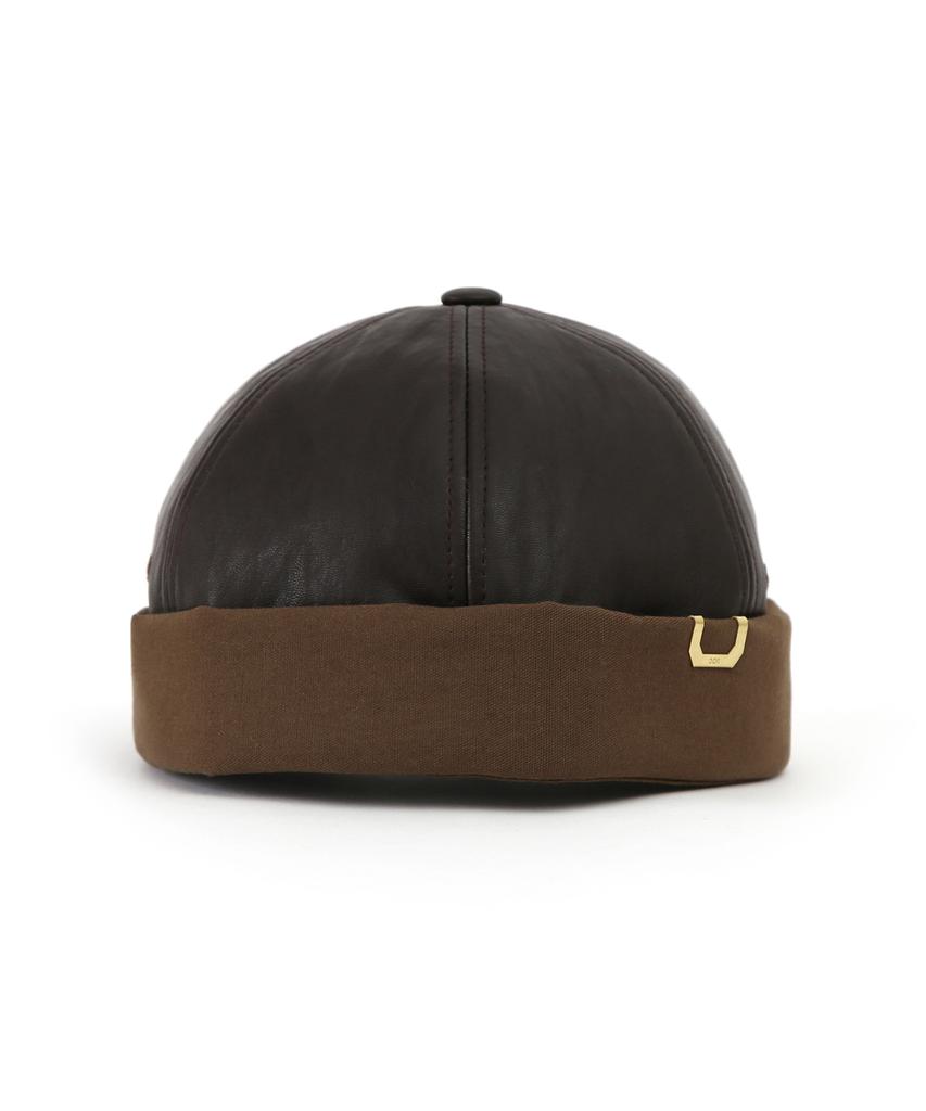 Eondeokeonteulolseutyudio Leather Brimless Cap Half Moon / Leather / Brown