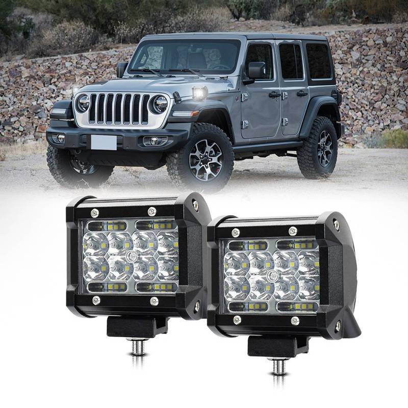 4X LED Light Bar, LED Light Pods 4 Inch 60W 6000Lm LED Truck Work Lights Spot Lights LED Pods For Boat Pickup ATV UTV RV