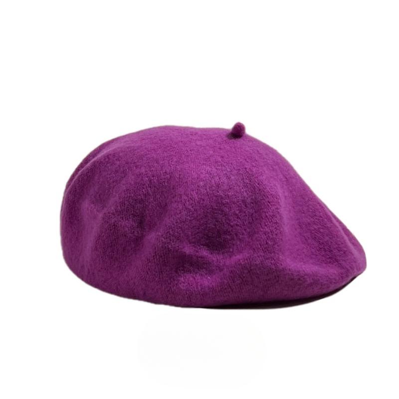 

Шерстяной берет женский осенне-зимний ретро универсальный кепки конфетного цвета с восьмиугольным батончиком one size фуксия