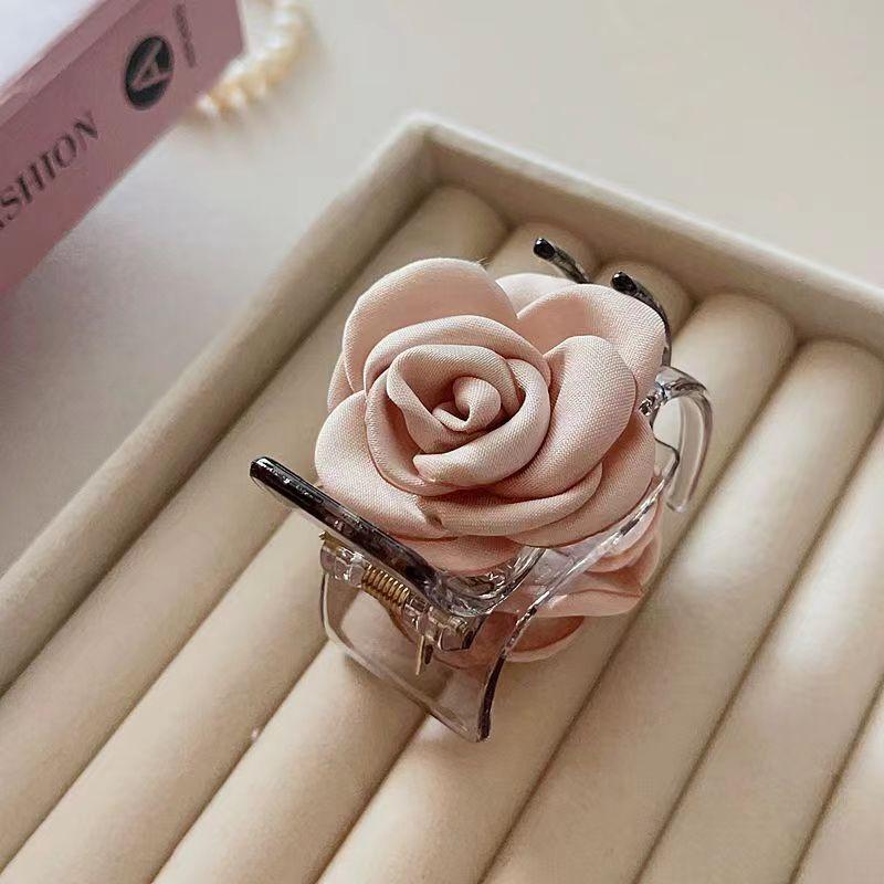 3Pcs Fashion Elegant Romantic Milk Tea Colored Satin Camellia Hairpin New High End Hair Style Grip Clip Chinese Headwear