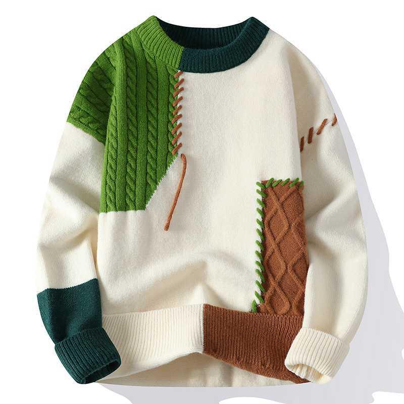 Men's Casual Knitted Round Neck Sweater - Autumn/Winter Large Size