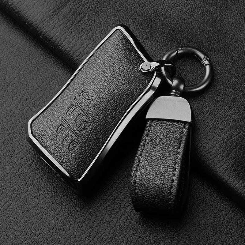 5 Button Metal and Leather Car Key Case Cover For Lexus LM350h LM500H  2024 Car Key Case Protect Fob