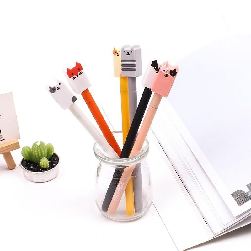 3pcs/lot Cute Pens Cartoon Animal Gel Ink 0.5mm Ballpoint Pen Cat Dog Stationery Office School Supplies  Gel