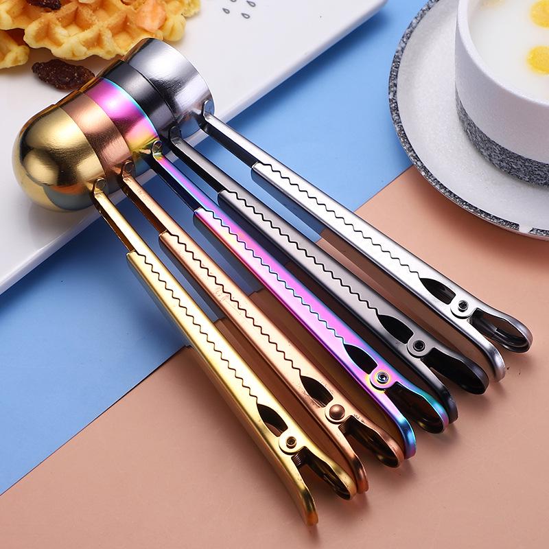 Stainless Steel Measuring Spoon and Bag Clip | Multi-purpose Seal and Measure Tool