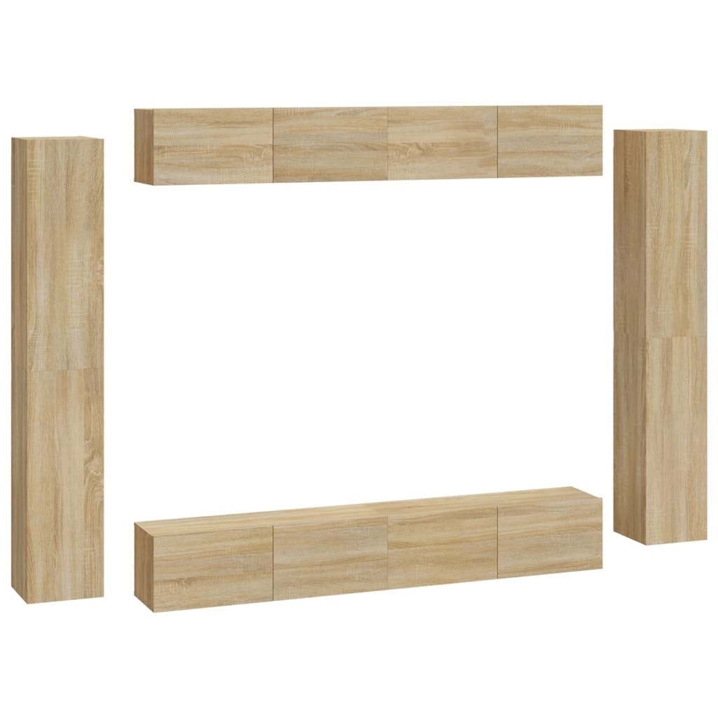 8 piece TV cabinet set in Sonoma oak effect engineered wood