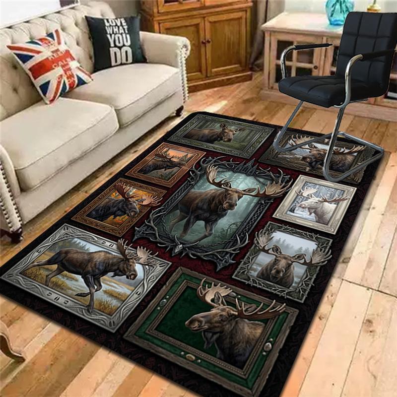 Moose Collection Pattern Rug Floor Mat for Living Room or Bedroom Soft and Comfortable Carpet a Gift for Birthday and Holiday.