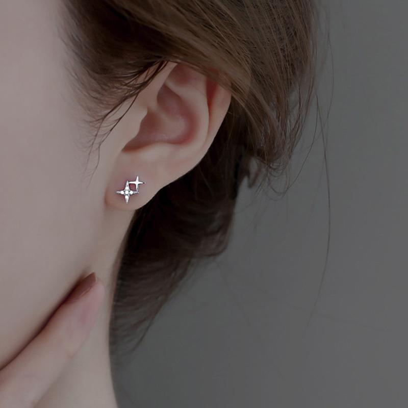 Romantic Cute Four-Pointed Star Stud Earrings For Women  Jewelry Gift