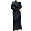 Autumn and winter new fashion knitted inner dress women's fringed semi-turtleneck sweater bottoming long dress tide