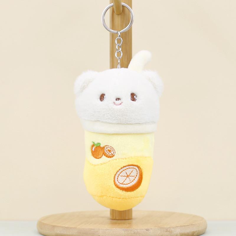 Entzückender Plüschhasen-Schlüsselanhänger Niedliches Stofftier-Spielzeug Kaffeetassen-Anhänger