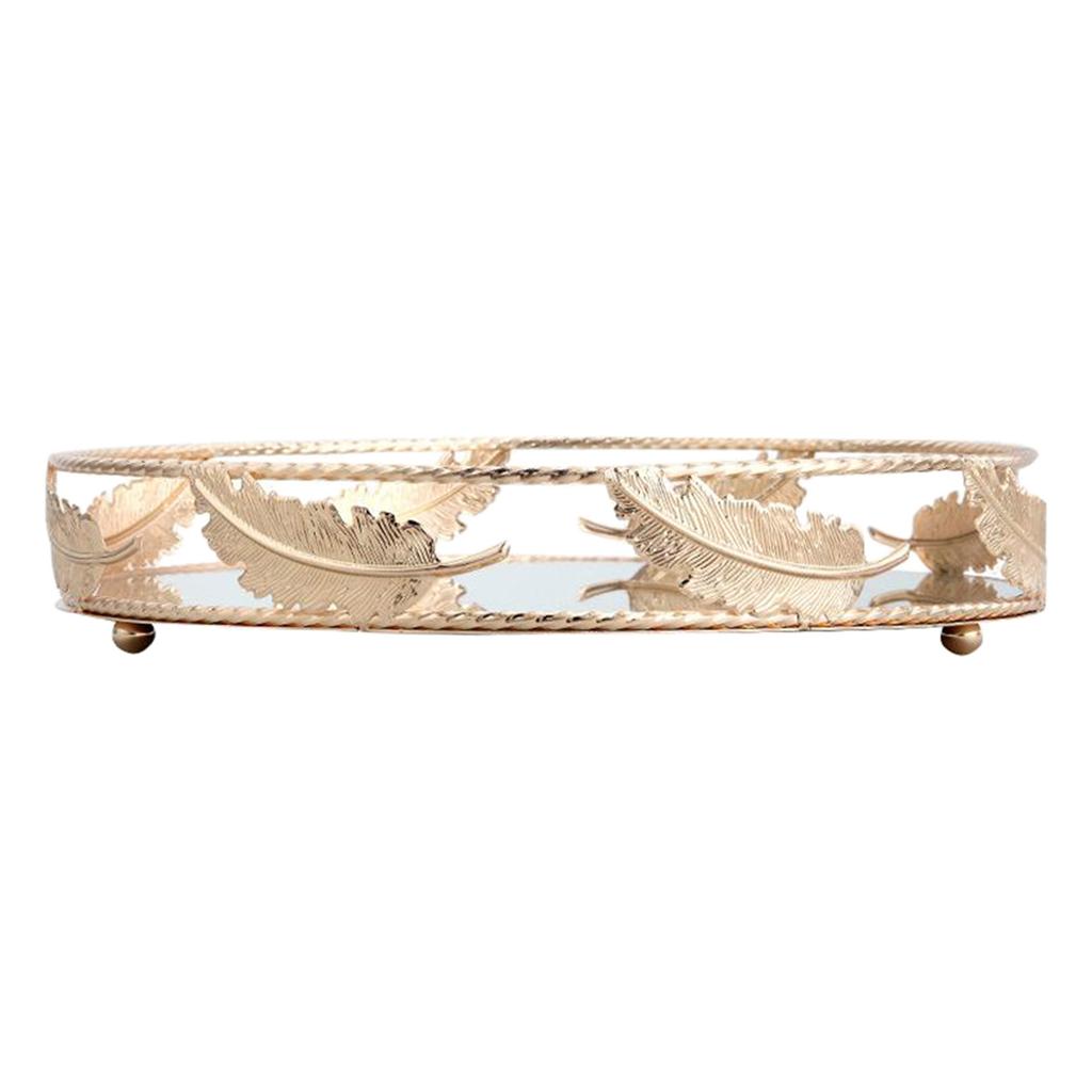 Round Mirror Plate Decorative Cosmetics Storage Tray for Catering , Wedding Party Decoration - 300mm