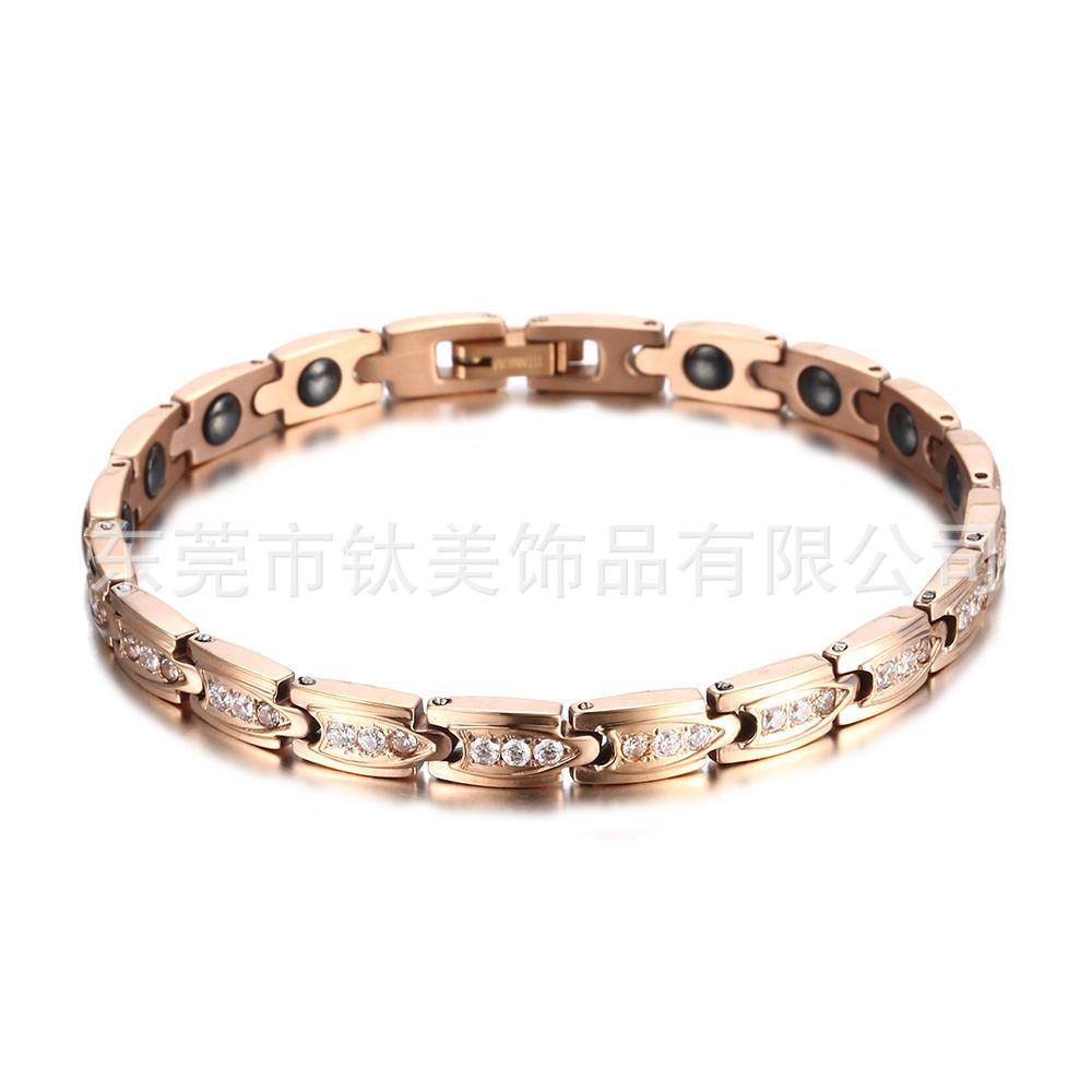 Fashion Zircon-inlaid Titanium Steel Four-in-one Magnetic Trend Bracelet Jewelry