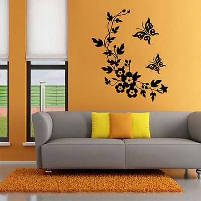 Sticker Mural Amovible Papillon Fleur Salle de Bain Autocollant Toilettes Décoration Maison DIY AVE