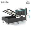 Upholstered LED Double Bed with USB Type C Charging and LED Lighting, Storage Bed Frame Linen Youth Bed 140x200 with Slatted Frame (Without Mattress)