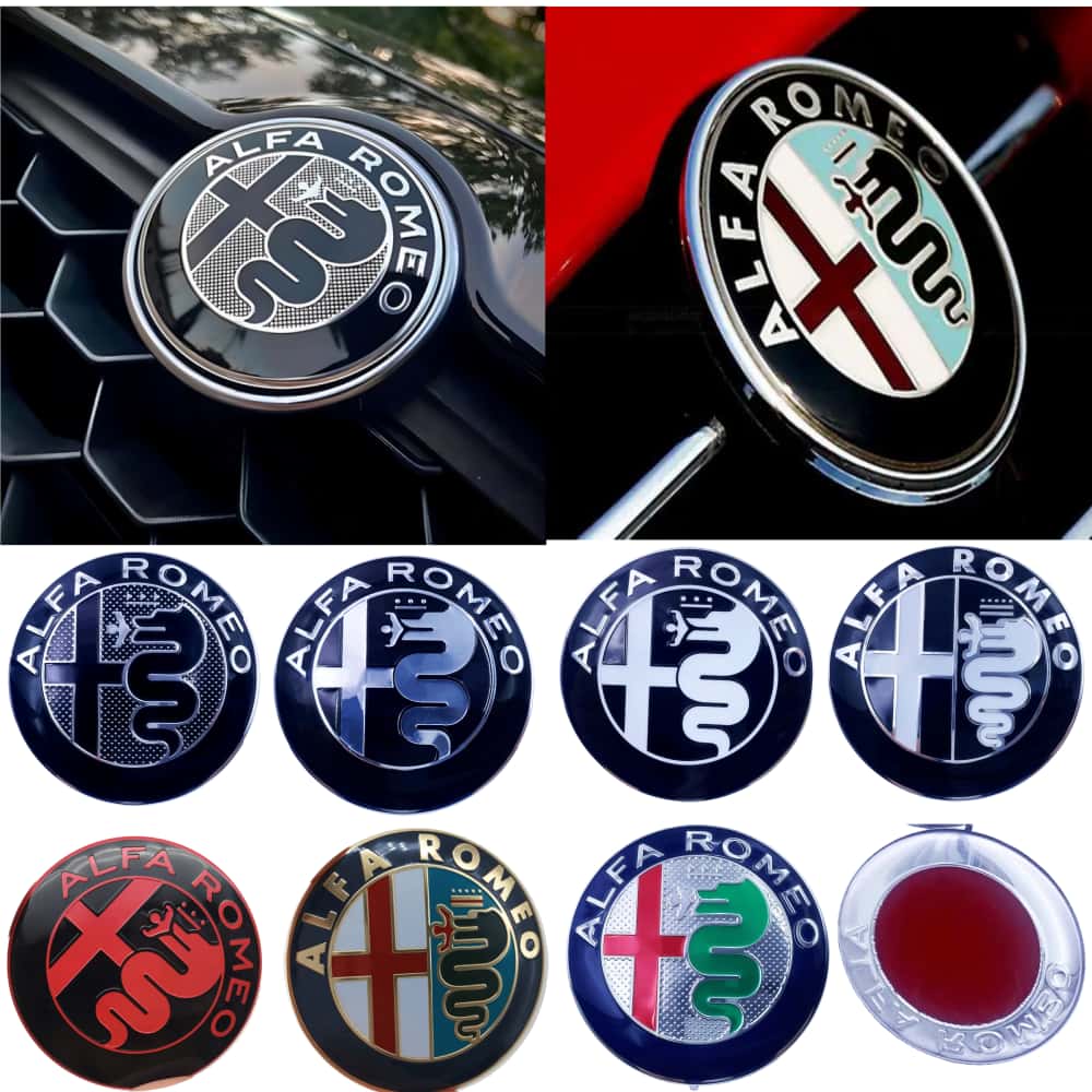 2pcs 74mm Car Front Grill Emblem Covers And Center Console Knob Interior Stickers for Alfa Romeo 159 147 166 Giulietta GTAM 7 Co
