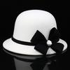 Hat Women's Autumn and Winter Woolen Warm Fashion Bow Basin Hat Bucket Hat Retro Elegant Bowler Hat