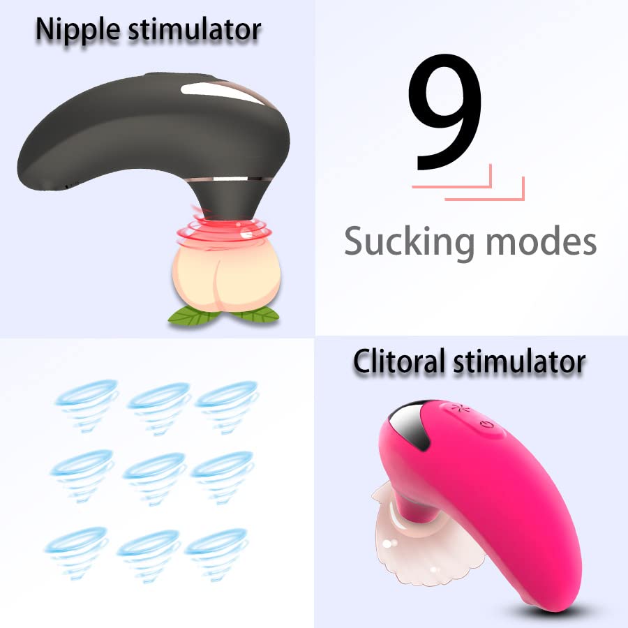 ZOMTOP Suction Electric Massager for 9 Suction Clitoral Suction Nipple Clitoral Stimulation Small Squirting Electric Nipple Development USB Waterproof