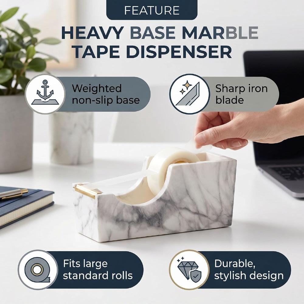 Heavy Duty Base Tape Roll Holder Gold Desktop Tape Dispenser Desk Tape Dispenser  For Office Desk