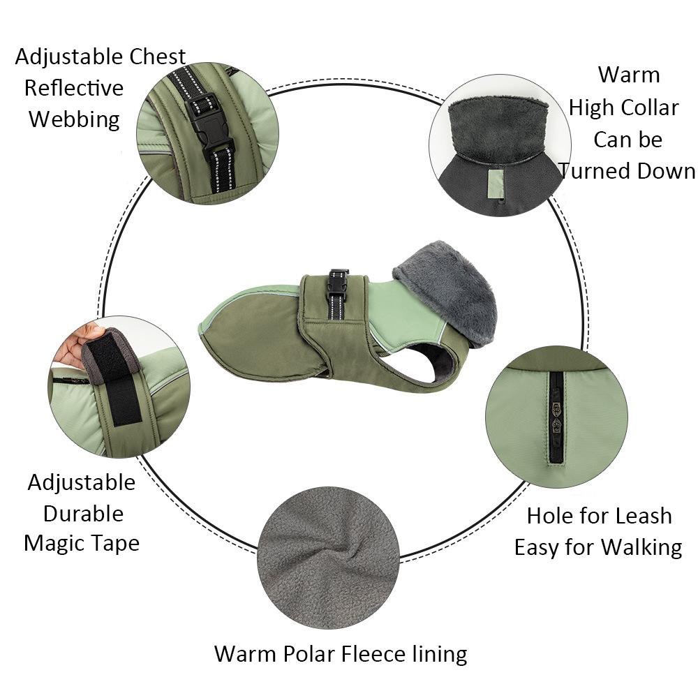 Winter Jacket for Small Medium Dogs High Fur Collar Dog Vest Coat Reflective Soft Padded Warm Clothes Thicken Puppy Outfit