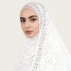 A007 Rhinestone & Pearl Embellished Long Scarf with Lace Trim