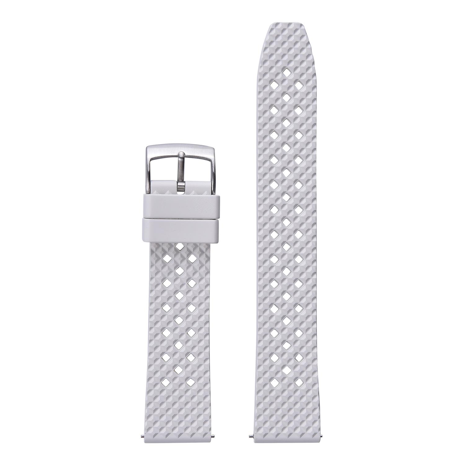 Breathable FKM Rubber Watch Strap 20mm 22mm Strap Quick Release Fluoro Rubber Watch Bands Waterproof Diving Rubber Watch Strap 20mm&Silver Buckle