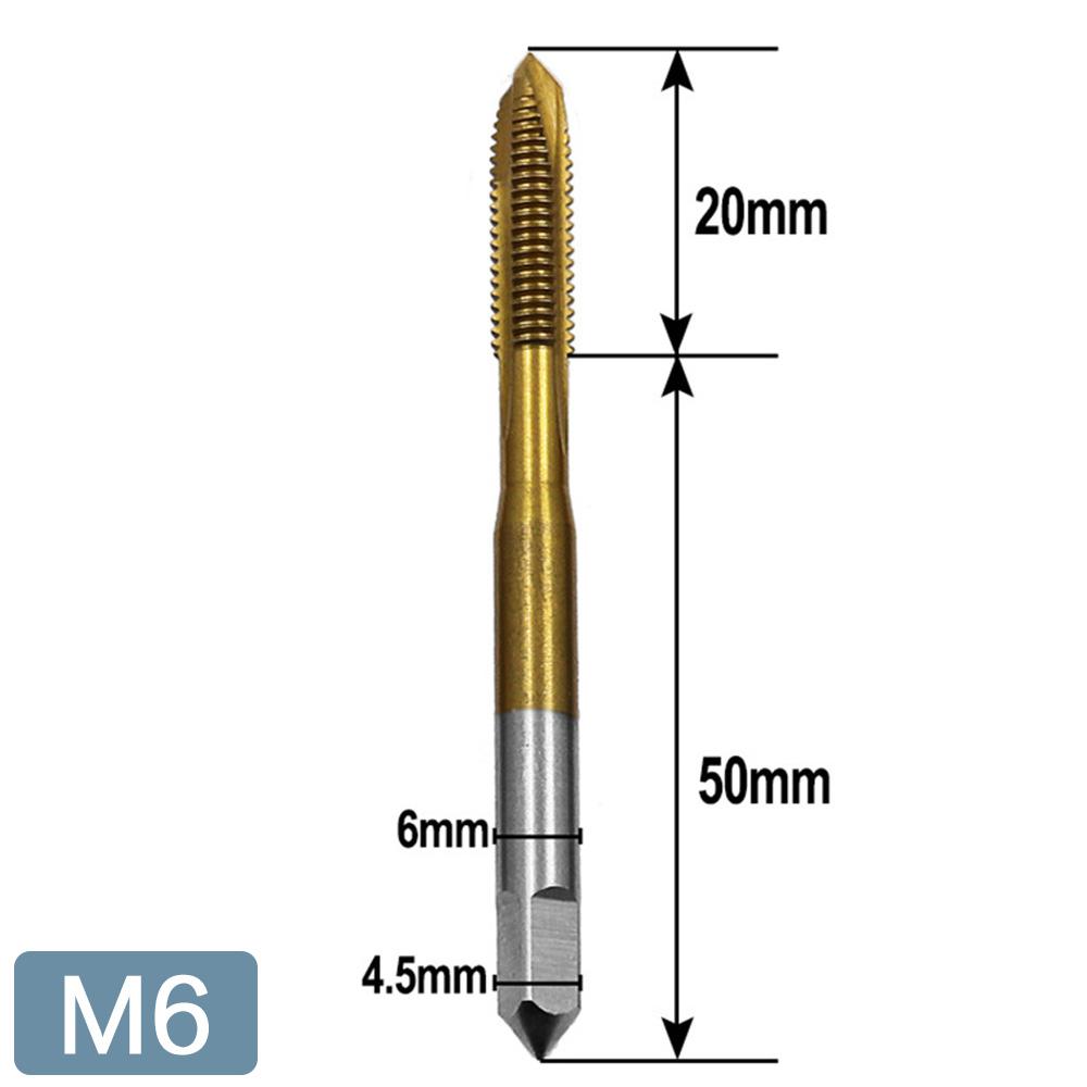 STONEGO 1/5/10PCS Titanium Coated Thread Tap Drill Metric HSS6542 Spiral Fluted Screw Tap M3/M4/M5/M6/M8