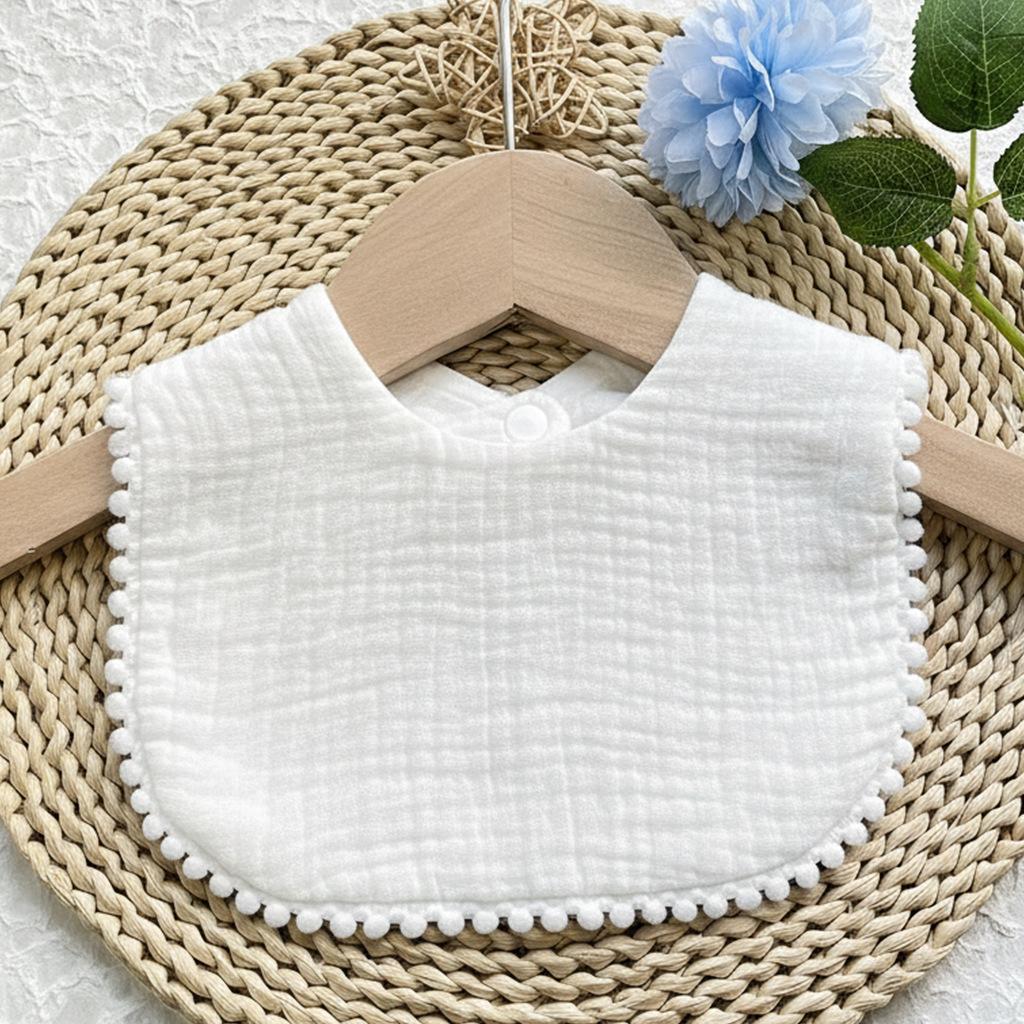 Cute Ruffle Edge Baby Bibs Kids Feeding Anti Dirty Bibs Infant Burp Cloths Newborn Fashion Pure Cotton Feeding Set Accessories