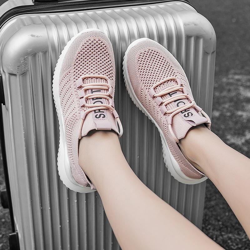 

Женские кроссовки, повседневная обувь для ходьбы, летние мужские кроссовки, легкие носки, обувь для девочек, большой размер 36-46 EU: 43 розовый