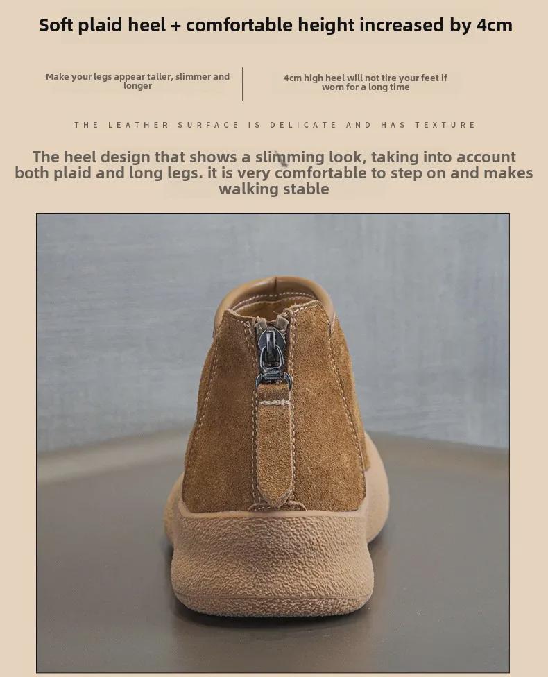 Dámské zimní zateplené sněhule s vysokým svrškem a silnou podrážkou, z tkané vlny a kožešiny, 2024