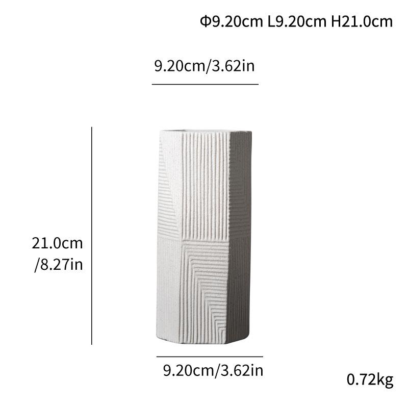 

Hexagonal Square Tube Ceramic Vase, High-End White Flower Arrangement, Home Desktop Decoration Ornament v338 small size