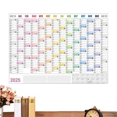 Yearly Wall Calendar Yearly Wall Planner With Adhesive Dots 74.2x52.5cm/29.21x20.67 Inch Paper Calendar Annual Wall Planner