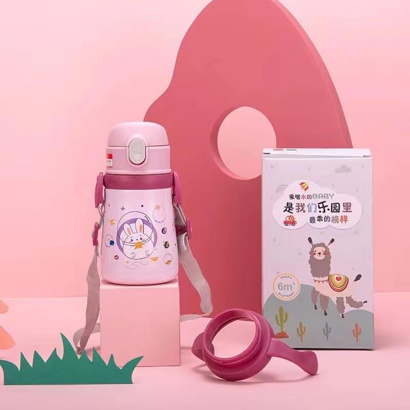 Cute Cartoon Kids Insulated Water Bottle With Soft Straw For School And Outdoor Use