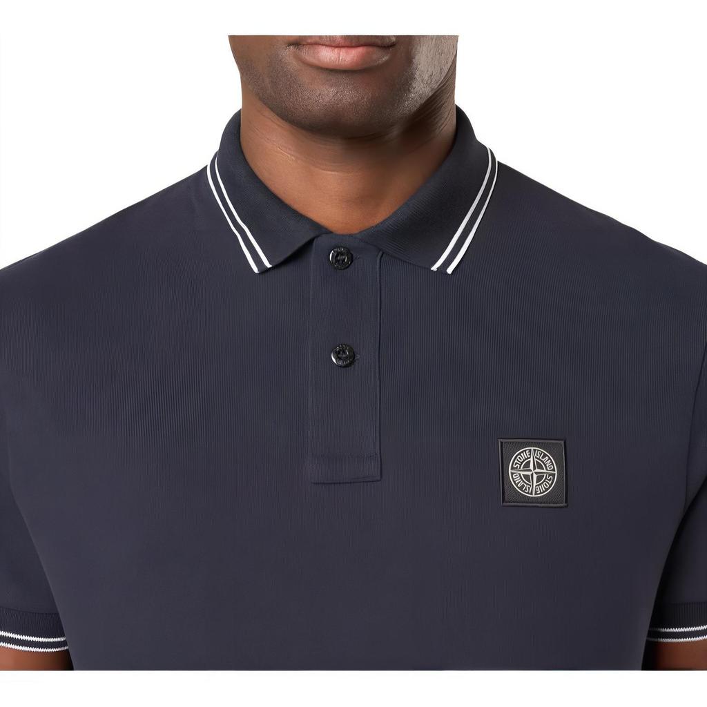 Stone Island Ss25 Compass Logo Patch Short Sleeve Polo Shirt Men Polo Shirts Navy-Blue K1S1522002SCS0018-V0020