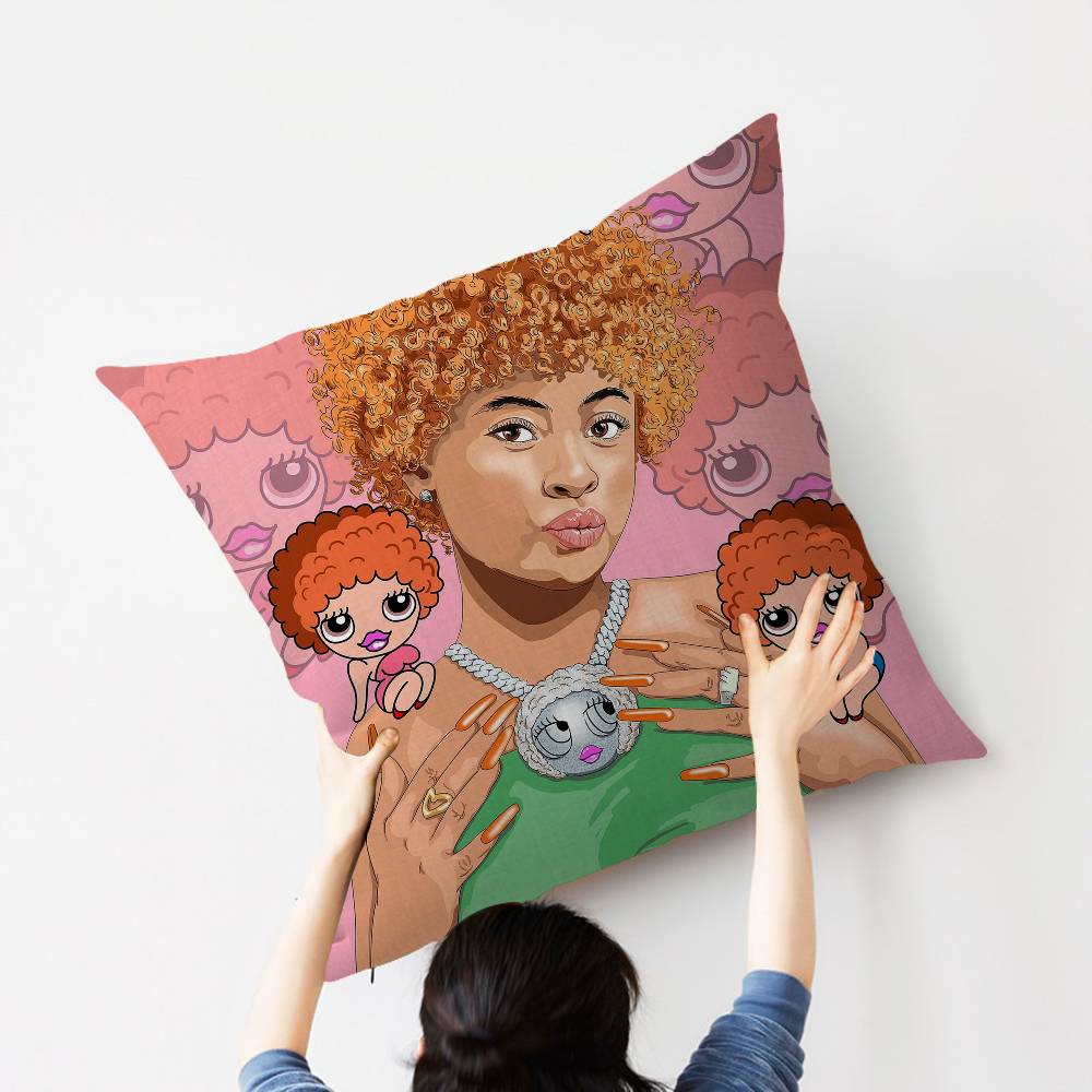 I-Ice S-Spice Rapper Pillow Covers Cartoon Sofa Decorative Home Double-sided Printing Short Plush Cute Cushion Cover