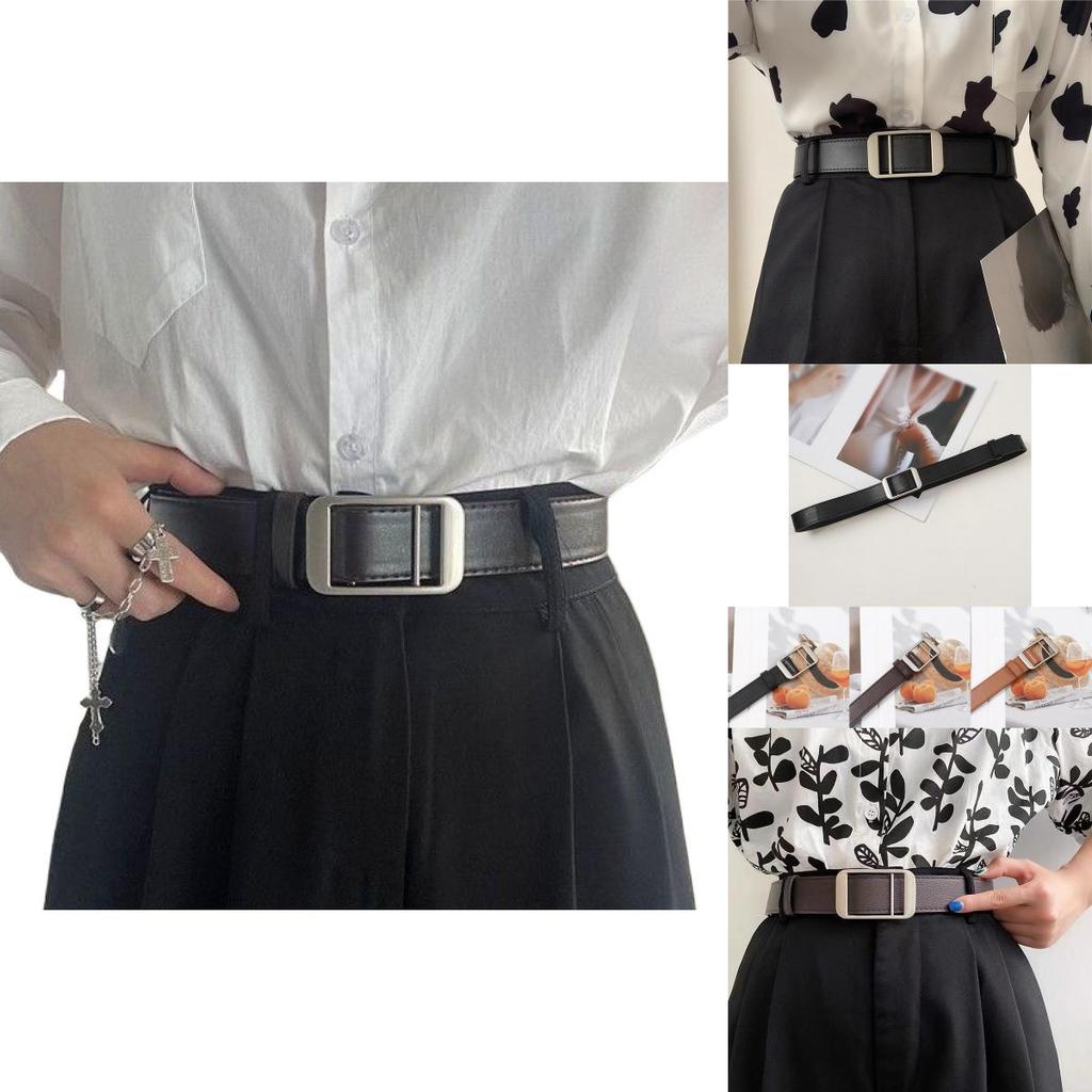 Durable Simple Design Vintage Black Pu Jeans Belt Perfect For Men And Women