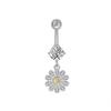 New Stainless Steel Gold Bee Zircon Rhinestone Crystal Belly Button Ring Tassel Pendant Belly Button Body Jewelry Piercing