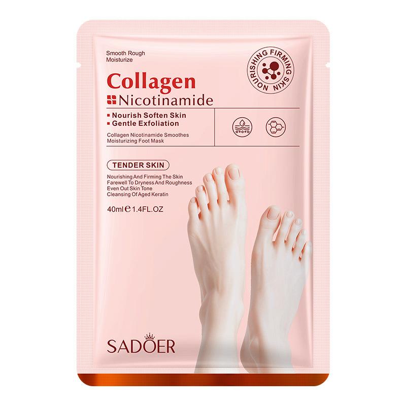 5 Pairs Sadoer Collagen Nicotinamide Foot Mask Nourishing Soften Skin Remove Dead Keratin Whitening Tender Feet Care Mask