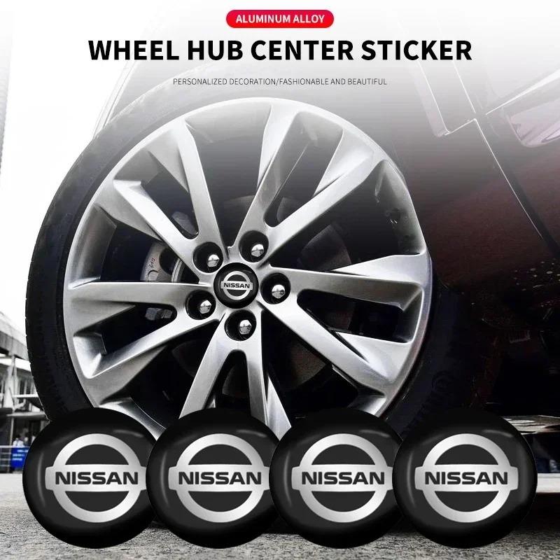 4ks 56mm Nálepka na střed kola auta Nálepka na náboj pro Nissan X-trail Qashqai Note Juke Leaf Sentra Patrol Styling auta