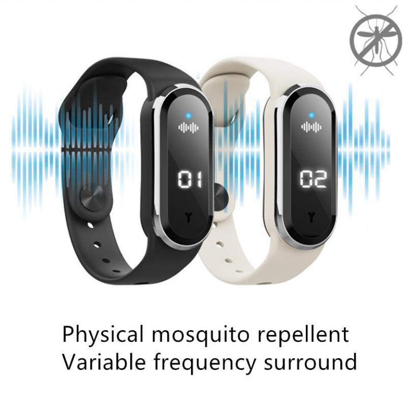 Ultrasonic Body Shape Wristbands,Anti Mosquito Insect Pest Control Mosquito Repellent Smart Watch with Temperature Monitoring Pedometer Function
