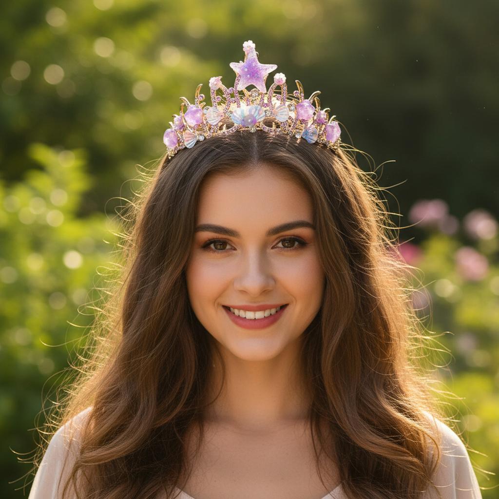 Mermaid Crown Diadems Halloween Ocean Style Costume Seashell Starfishs Hair Accessories for Women Girls Birthday Party Tiaras