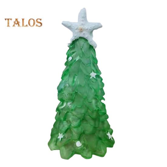 12/15/20 cm Seaglass juletredekorasjon blågrønt havglass sjøstjerneskall Hav-tema juletrefigur ferieharpiks tre skrivebordspynt