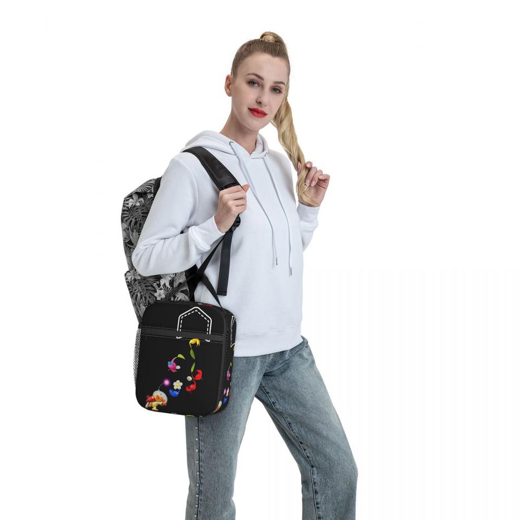 Cartoon Pikmin Animation Insulated Lunch Bag for Women Office Cooler Thermal Food Box Tote Leakproof Lunch Boxes Container