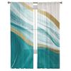 Luxury Tulle Curtains Teal Gradient Marble Pattern Living Room Kitchen Chiffon Curtain Youth Bedroom Sheer Floor Valance Curtain