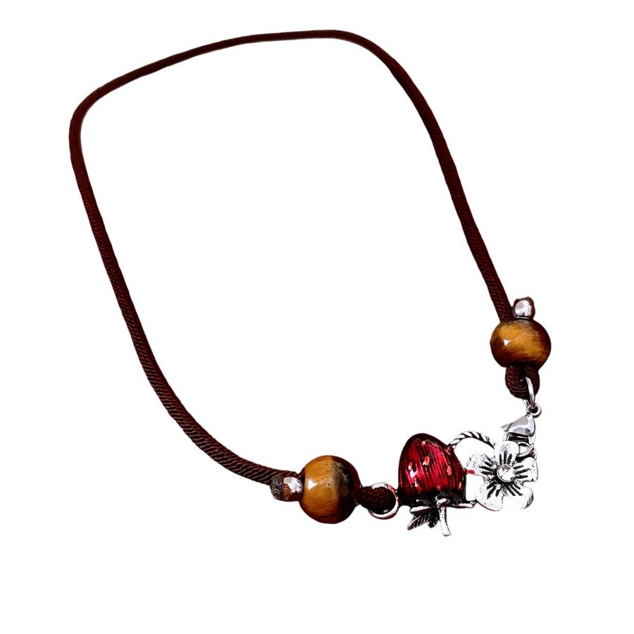 Old Glazed Bodhi Necklace Women's Retro Style Accessories Clavicle Chain Braided Rope Pendant