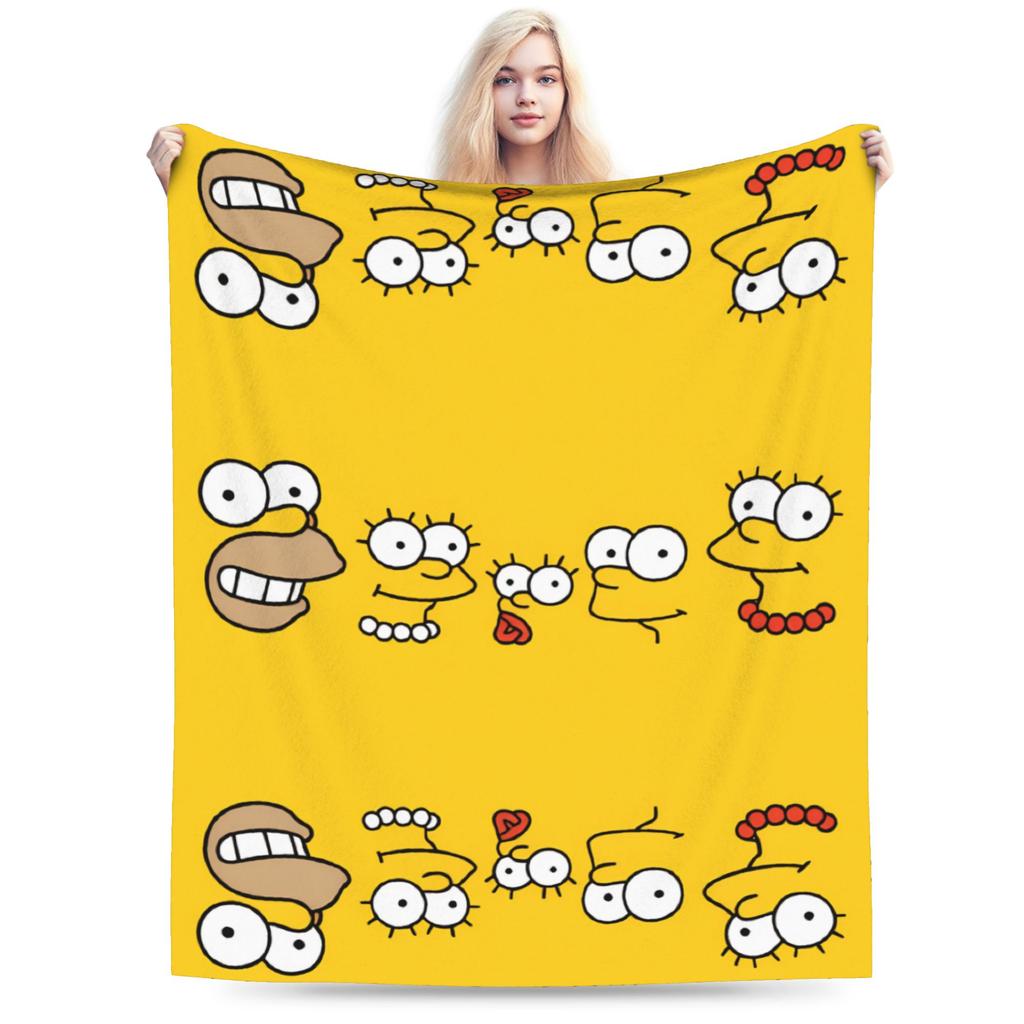 S-Simpsons Homer Donut Pattern Bedding Throws Soft Cozy Trend Blanket  For Couch Chair Camping Flannel Bedspread Bed Cover