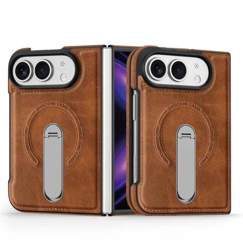 IPhone 18 Duo Leather Case With 360 Rotating Stand Foldable Business Flip Cover Men Women Office Travel