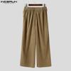 INCERUN Autumn Winter Men Twisted Ruffled Waist Solid Color Casual Corduroy Long Pants