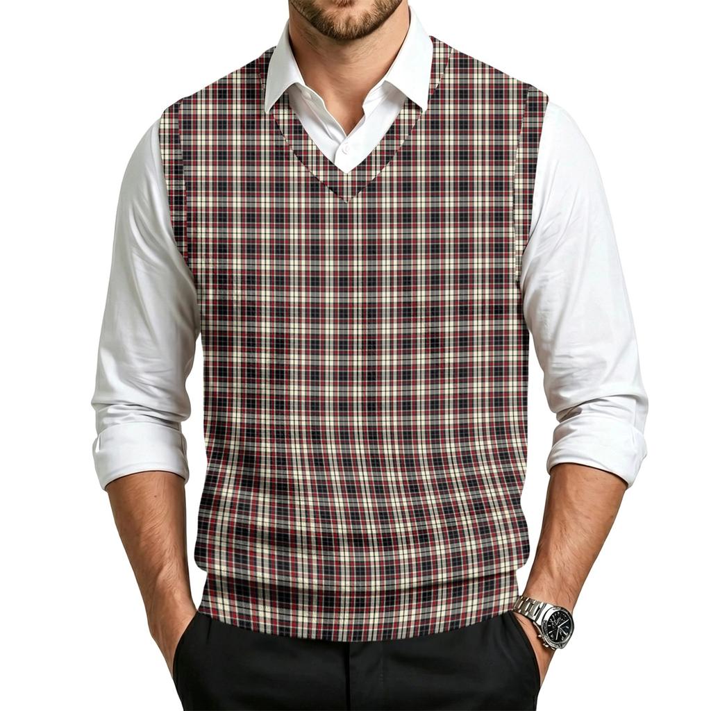 Men's Casual Wool V-Neck Knit Vest Sleeveless Sweater for Commute and Everyday Wear